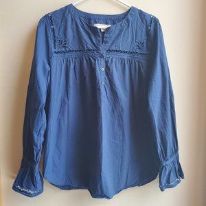 LOFT Blue Lace Poet's Blouse Size Large